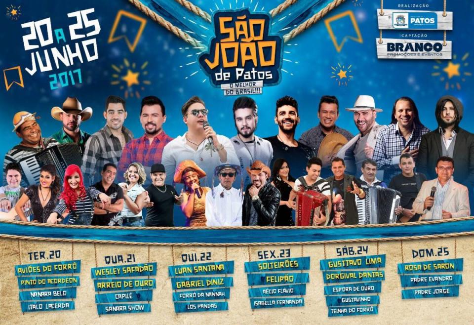 Divulgada programação completa do São João de Patos 2017